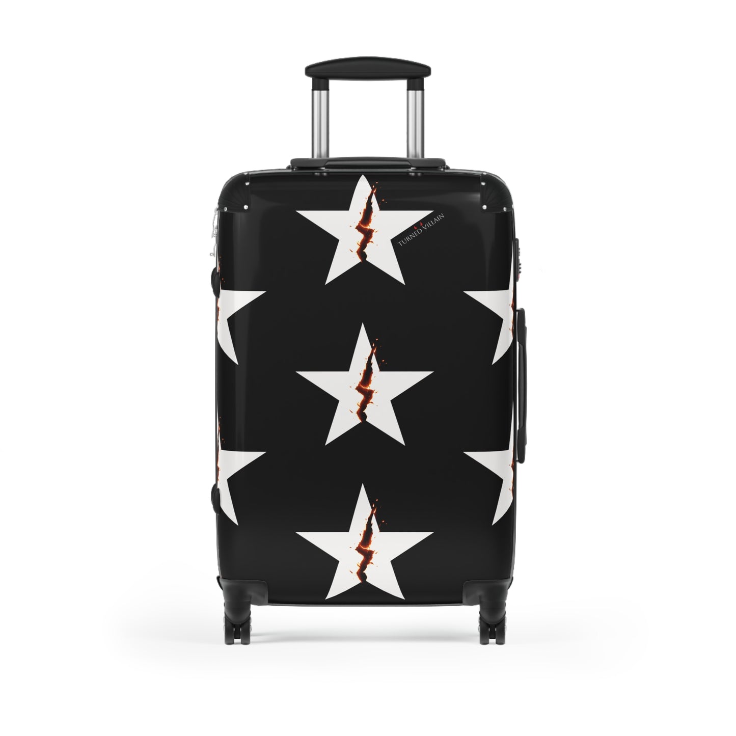 Broken Star Suitcase — Black with Turned Villain logo