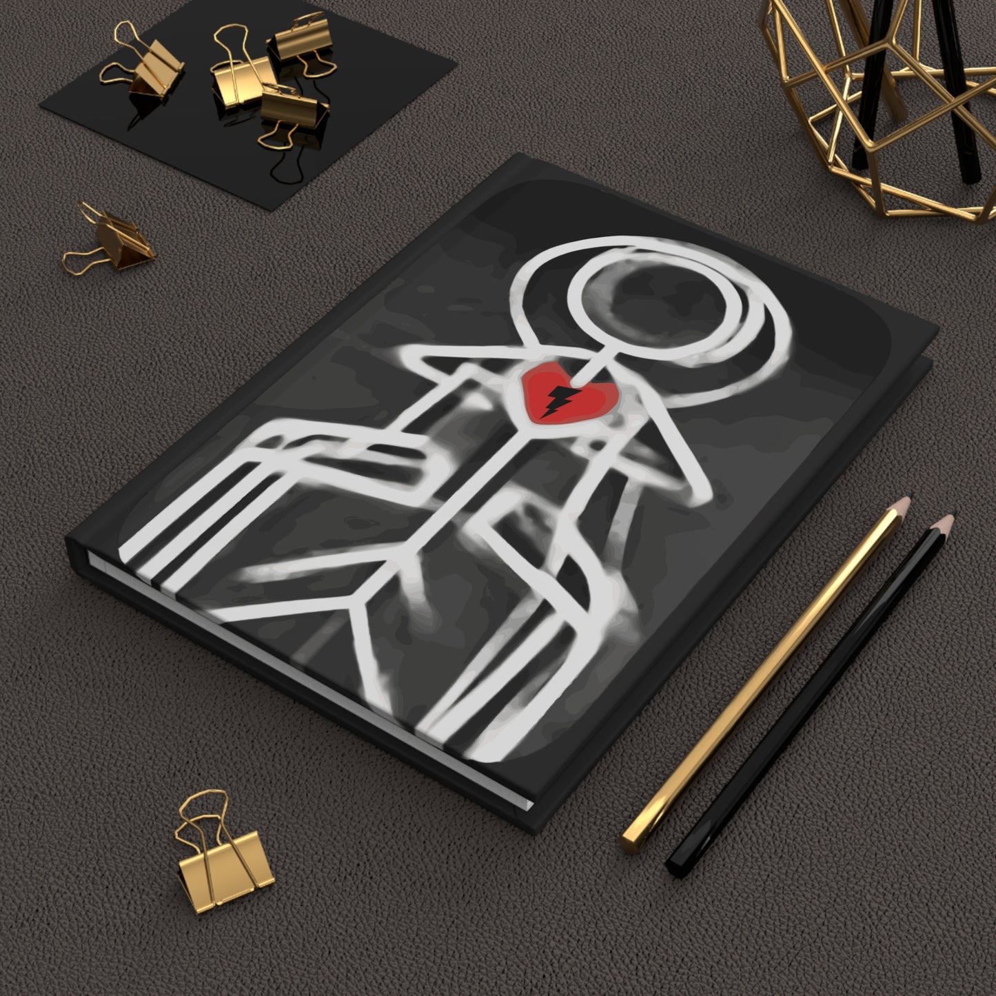 Hardcover Journal — "Turned Villain" Cracked Heart Graphic Notebook