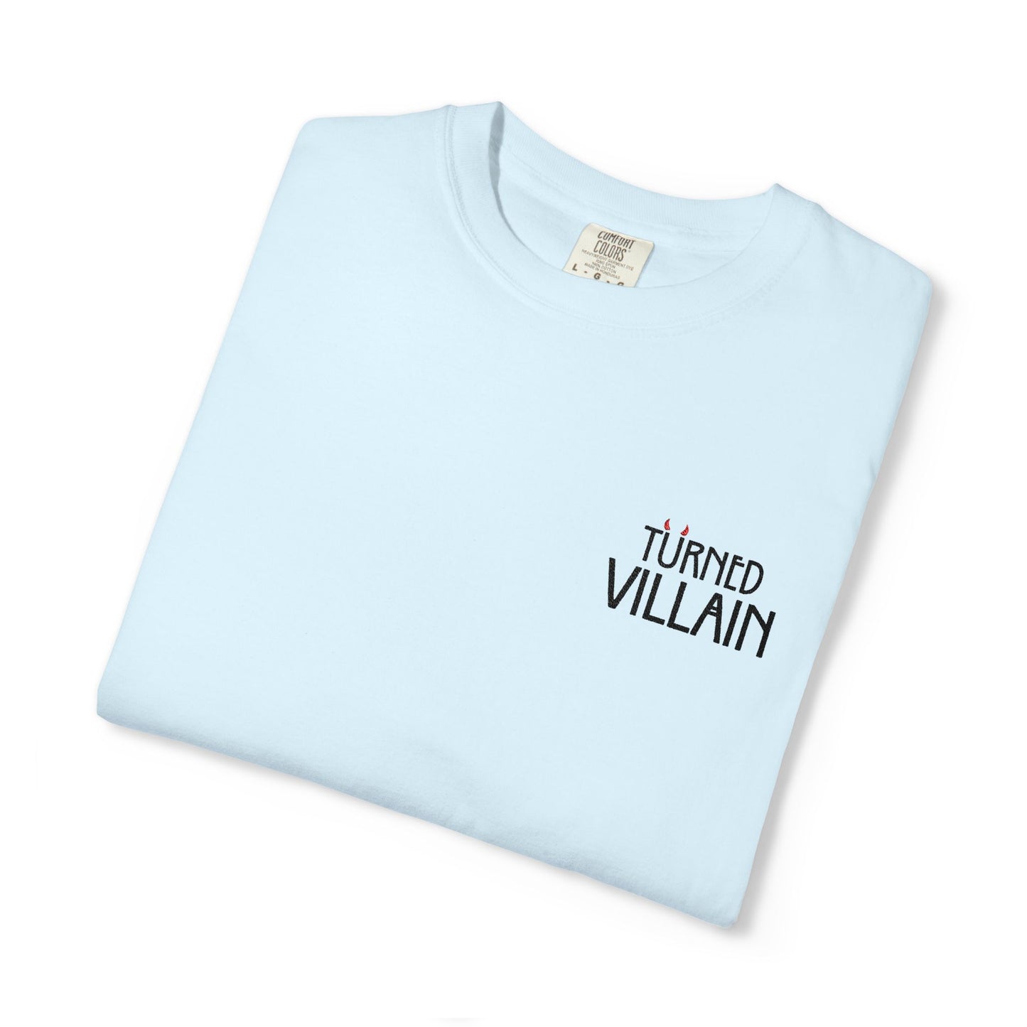 Embroidered T-Shirt — Turned Villain logo with Sleeve Icons