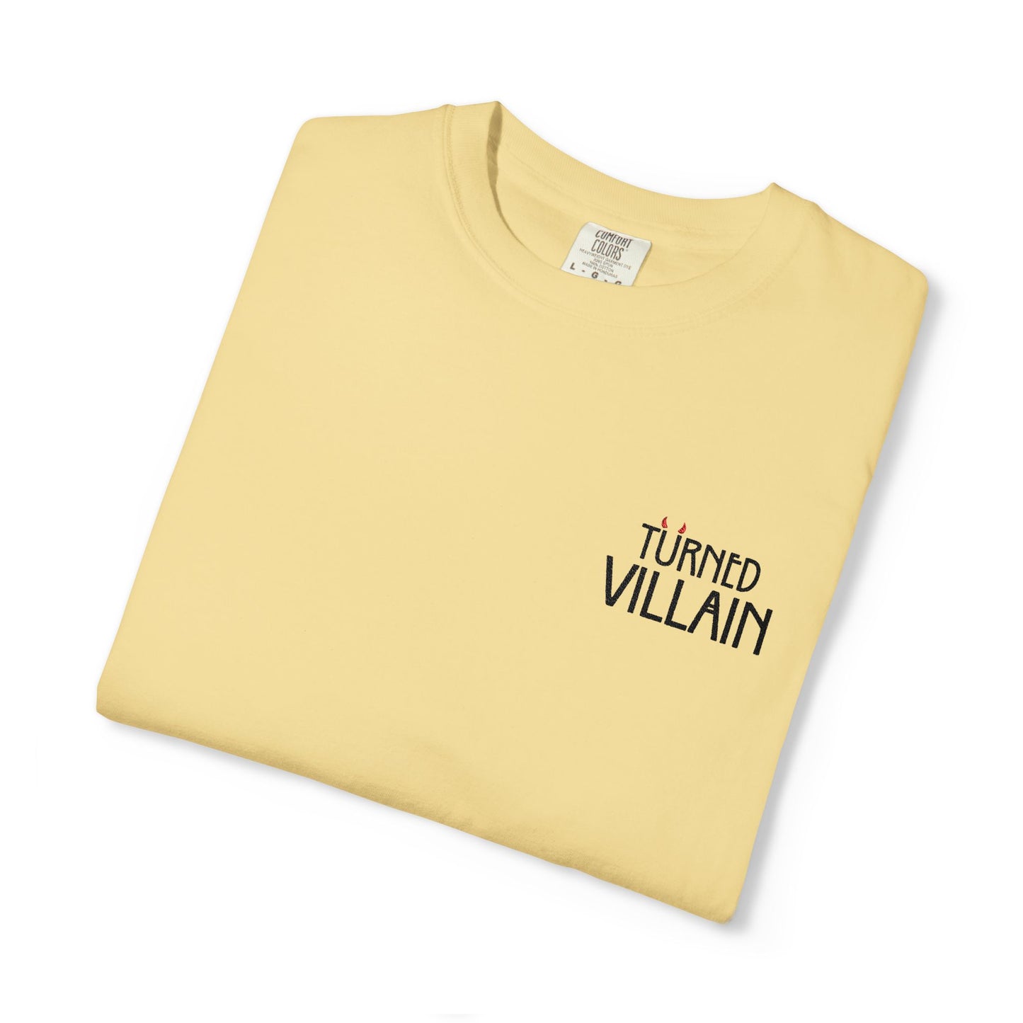 Embroidered T-Shirt — Turned Villain logo with Sleeve Icons