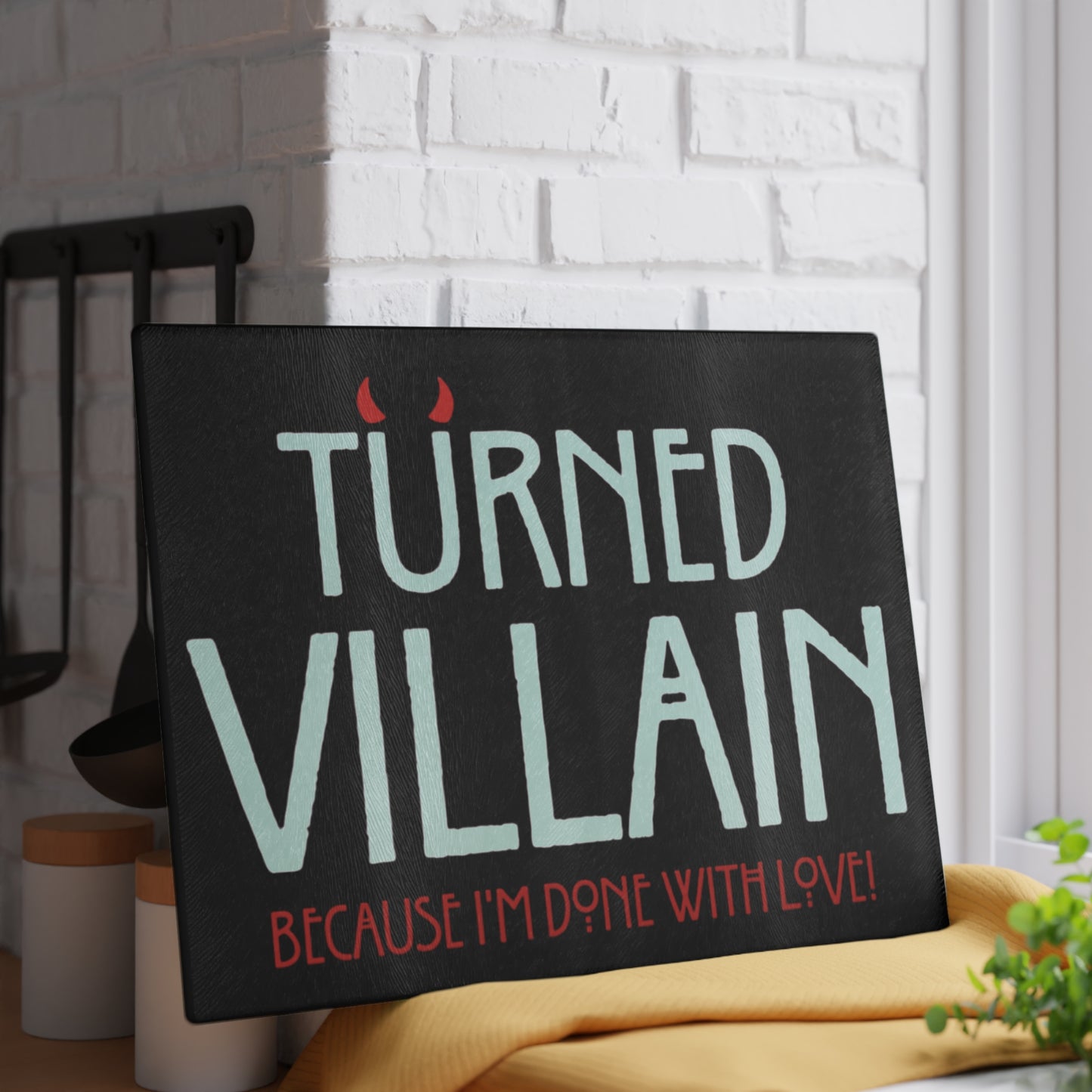 Turned Villain Glass Cutting Board