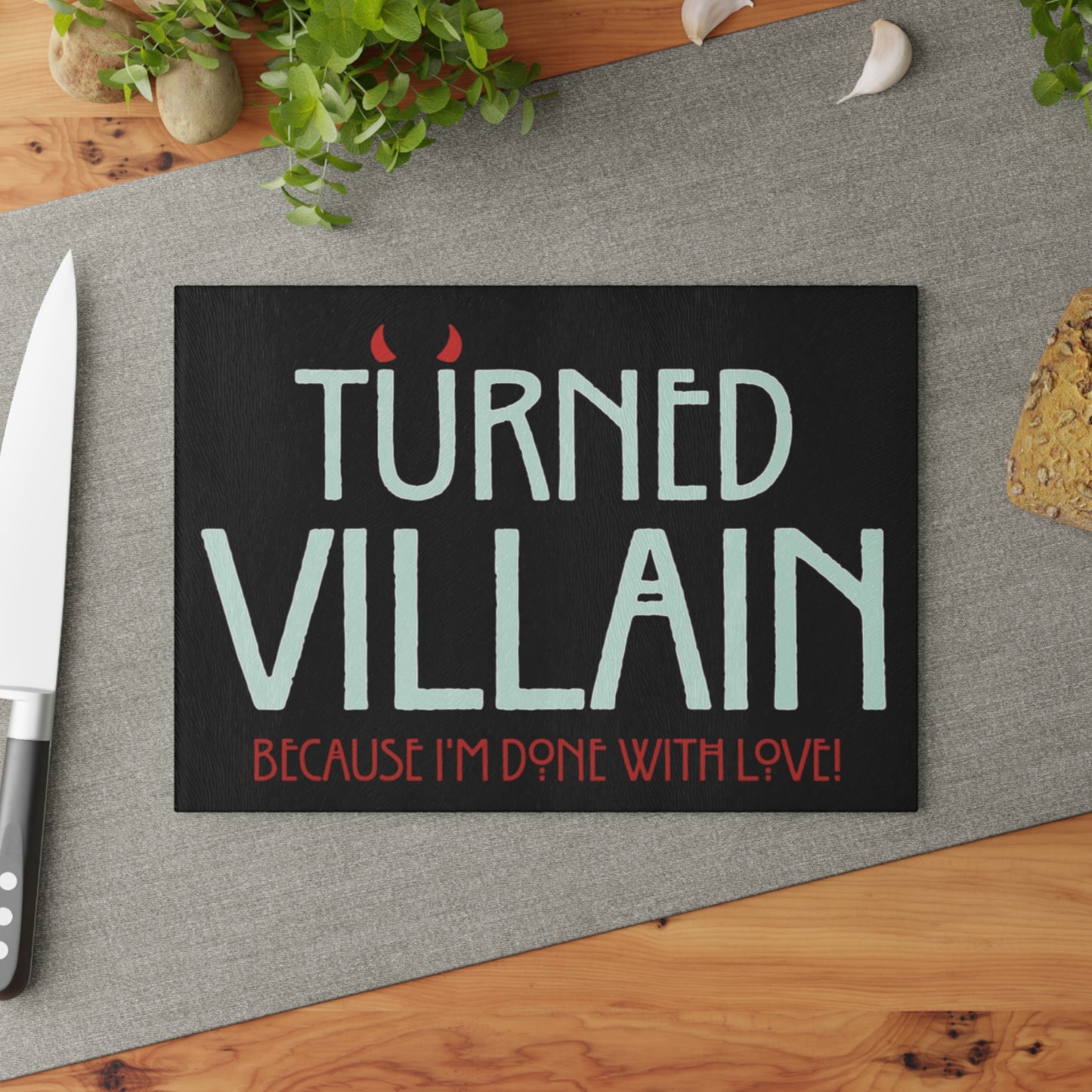 Turned Villain Glass Cutting Board