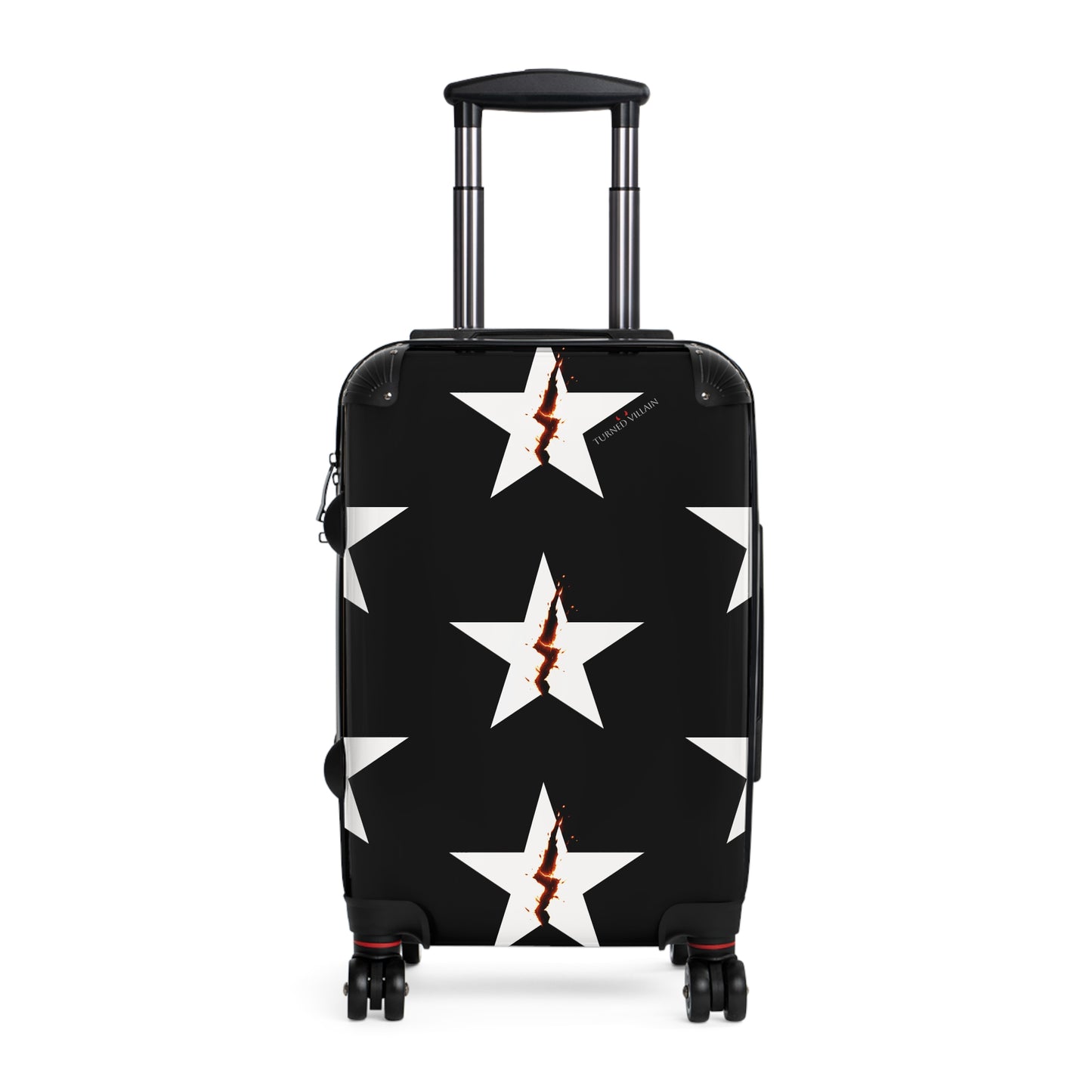 Broken Star Suitcase — Black with Turned Villain logo