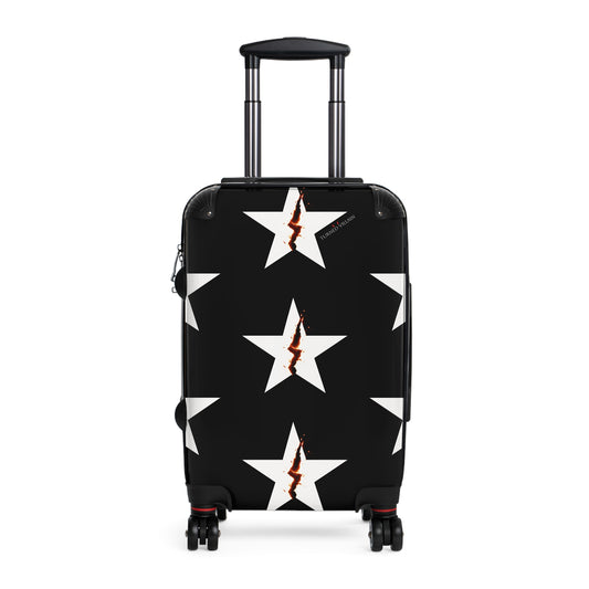 Broken Star Suitcase — Black with Turned Villain logo