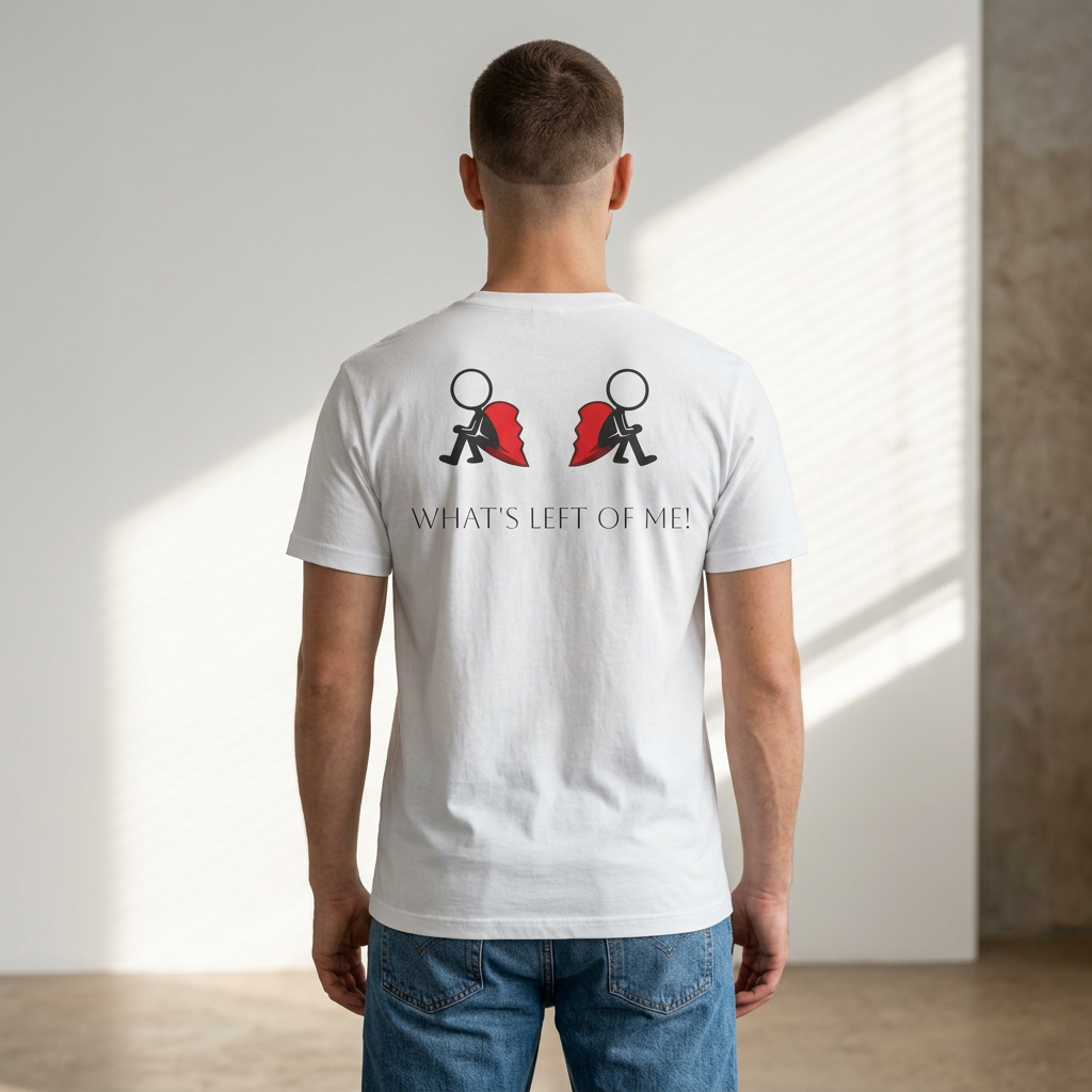 "What's Left of Me" Broken Heart Stick Figure Tee — Emotional Recovery Graphic Shirt