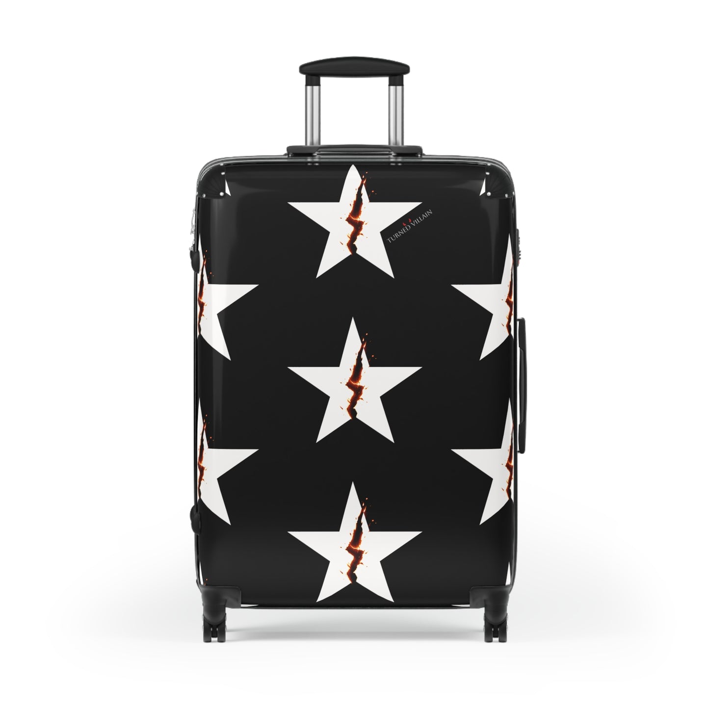Broken Star Suitcase — Black with Turned Villain logo