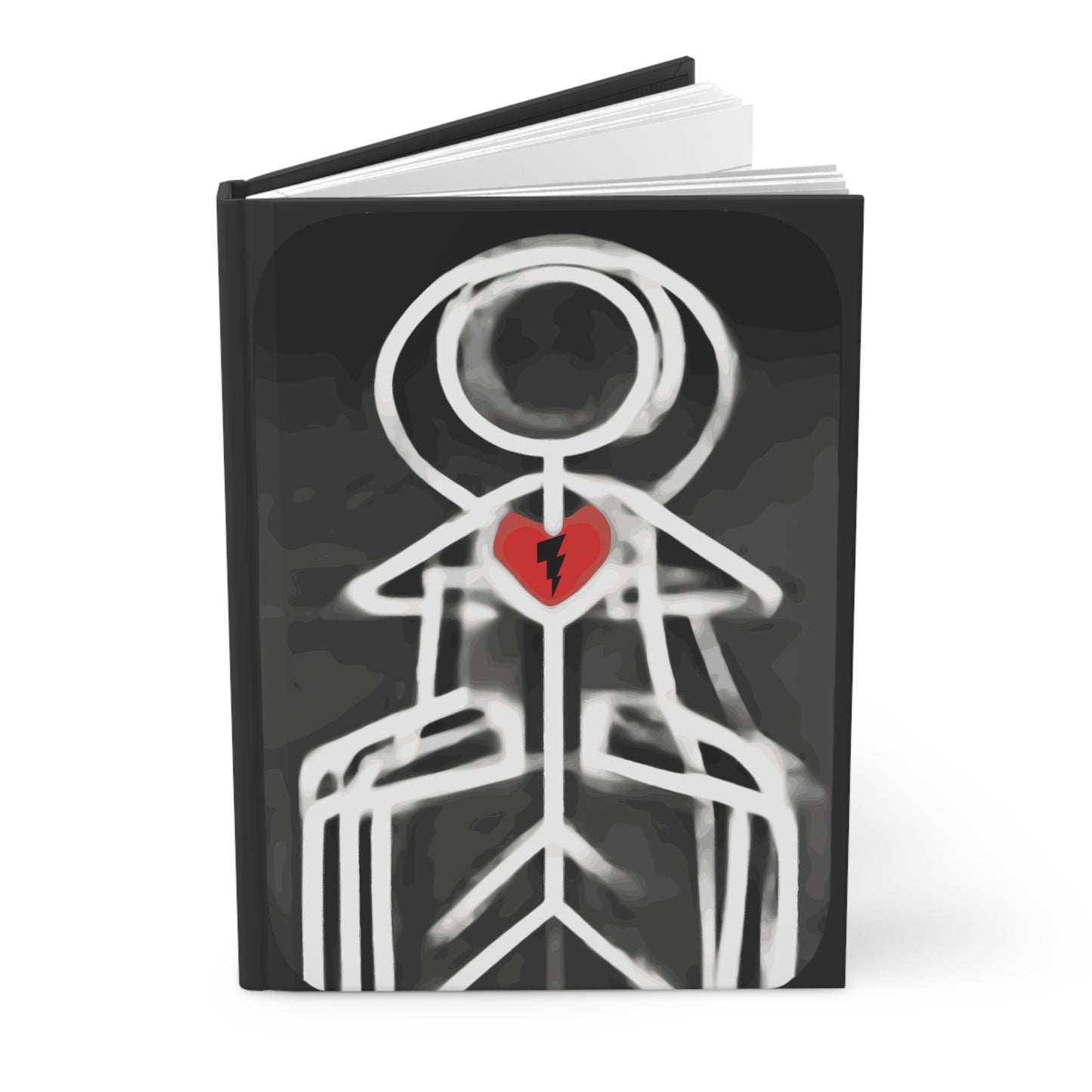 Hardcover Journal — "Turned Villain" Cracked Heart Graphic Notebook