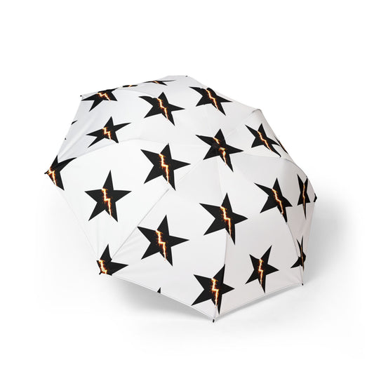 Foldable Umbrella — Black Star Pattern with Lightning Accent