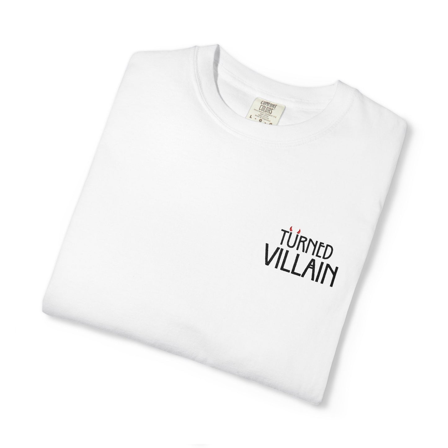 Embroidered T-Shirt — Turned Villain logo with Sleeve Icons